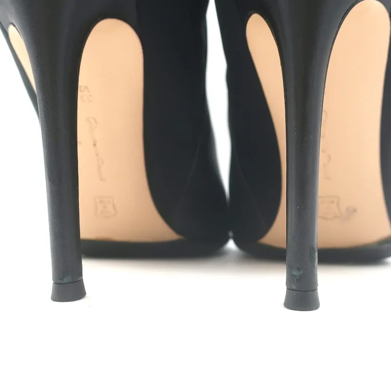 Gianvito Rossi Schnallen-Stiefeletten Schwarz Leder & Mesh Größe 38.5