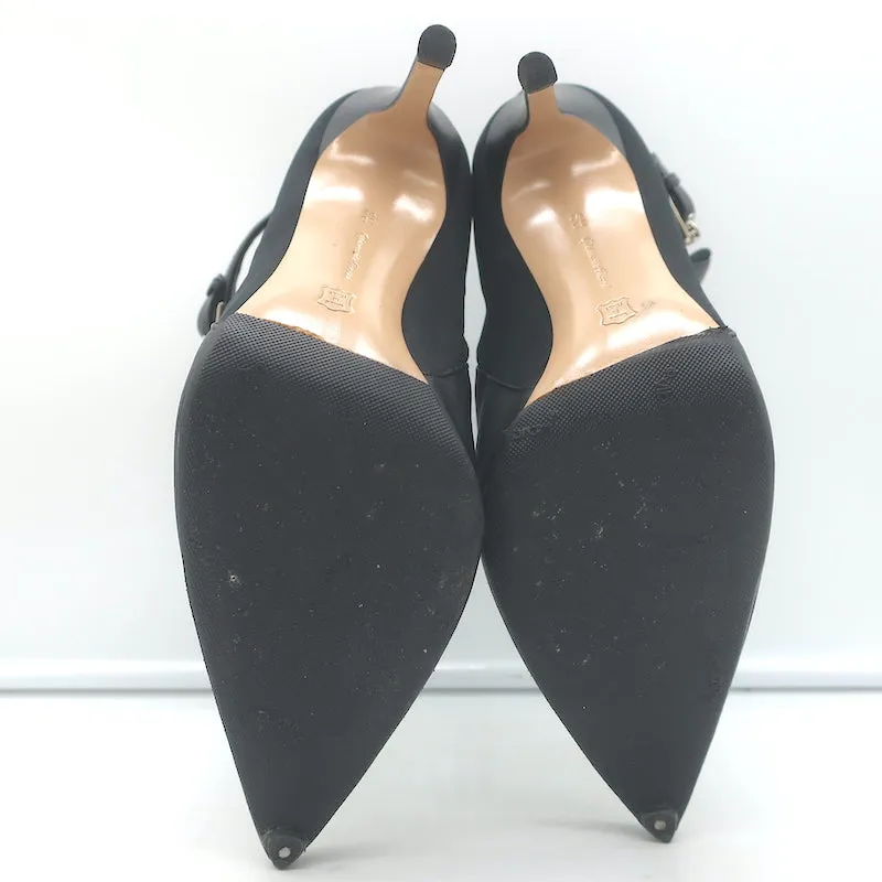 Gianvito Rossi Schnallen-Stiefeletten Schwarz Leder & Mesh Größe 38.5