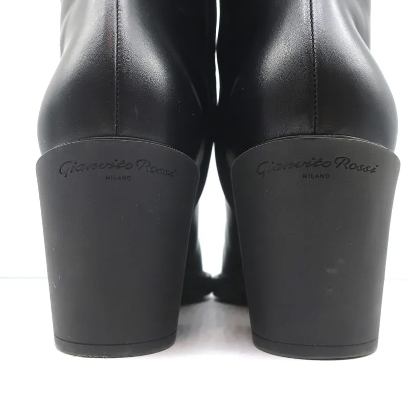 Gianvito Rossi Dylan Stiefeletten Schwarz Leder Größe 41.5 Spitze Absatz High Heel