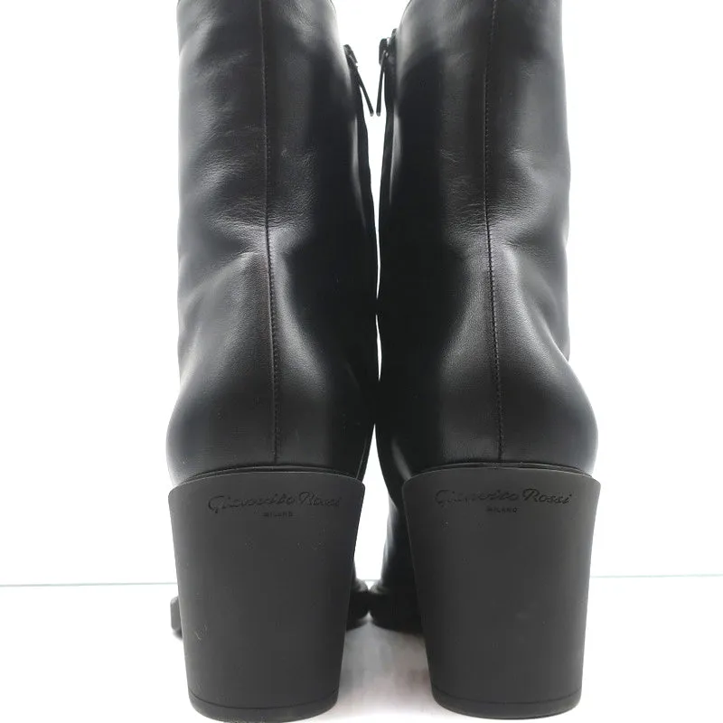 Gianvito Rossi Dylan Stiefeletten Schwarz Leder Größe 41.5 Spitze Absatz High Heel