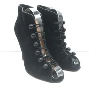 Gianvito Rossi Imperia Knöchelstiefel mit Knopfverschluss Schwarz Wildleder Größe 41 Offene Zehen Absätze