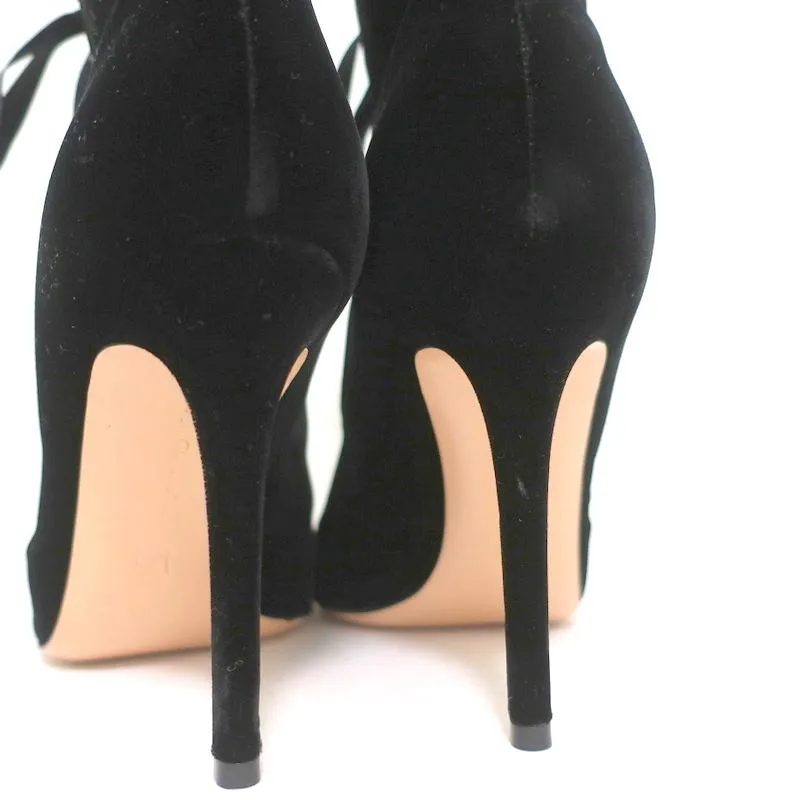 Gianvito Rossi Schnürstiefeletten mit offener Spitze Marie Schwarz Samt Größe 40.5