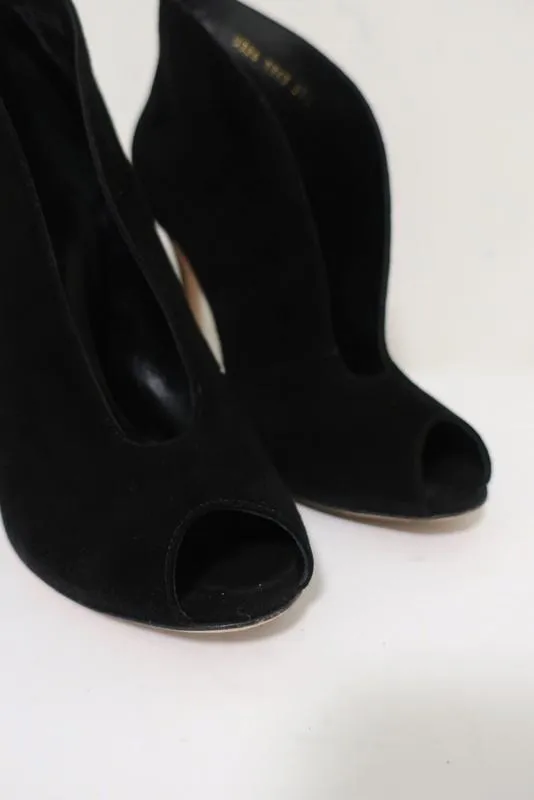 Gianvito Rossi Vamp Booties Schwarz Wildleder Größe 39.5 Peeptoe Knöchelstiefel