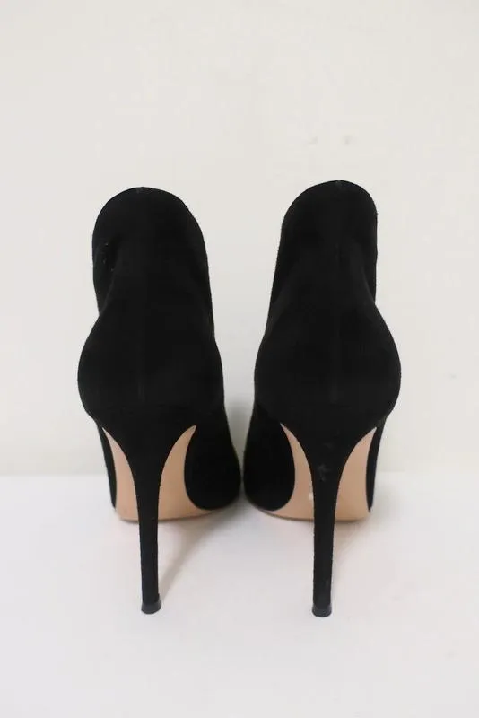 Gianvito Rossi Vamp Booties Schwarz Wildleder Größe 39.5 Peeptoe Knöchelstiefel