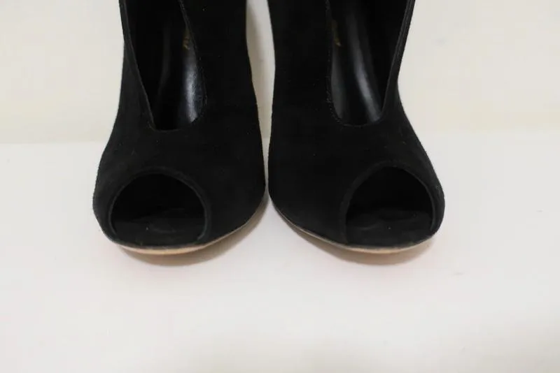 Gianvito Rossi Vamp Booties Schwarz Wildleder Größe 39.5 Peeptoe Knöchelstiefel