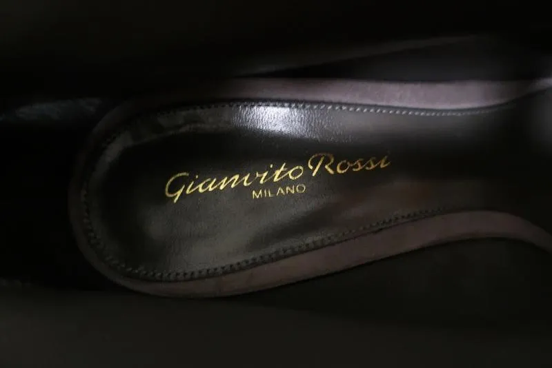 Gianvito Rossi Vamp Booties Grau Wildleder Größe 39.5 Peeptoe Knöchelstiefel
