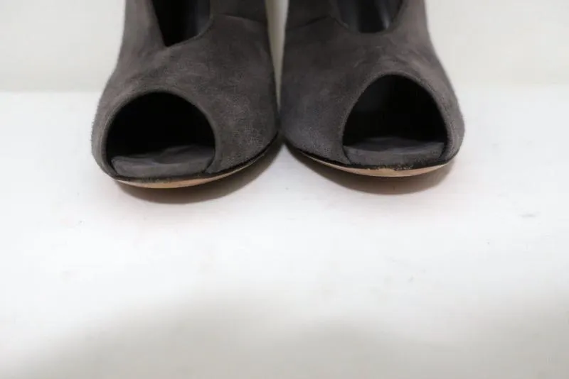 Gianvito Rossi Vamp Booties Grau Wildleder Größe 39.5 Peeptoe Knöchelstiefel