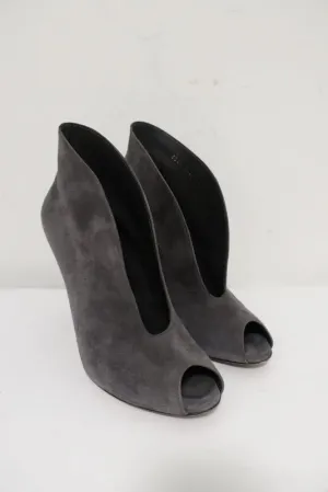 Gianvito Rossi Vamp Booties Grau Wildleder Größe 39.5 Peeptoe Knöchelstiefel