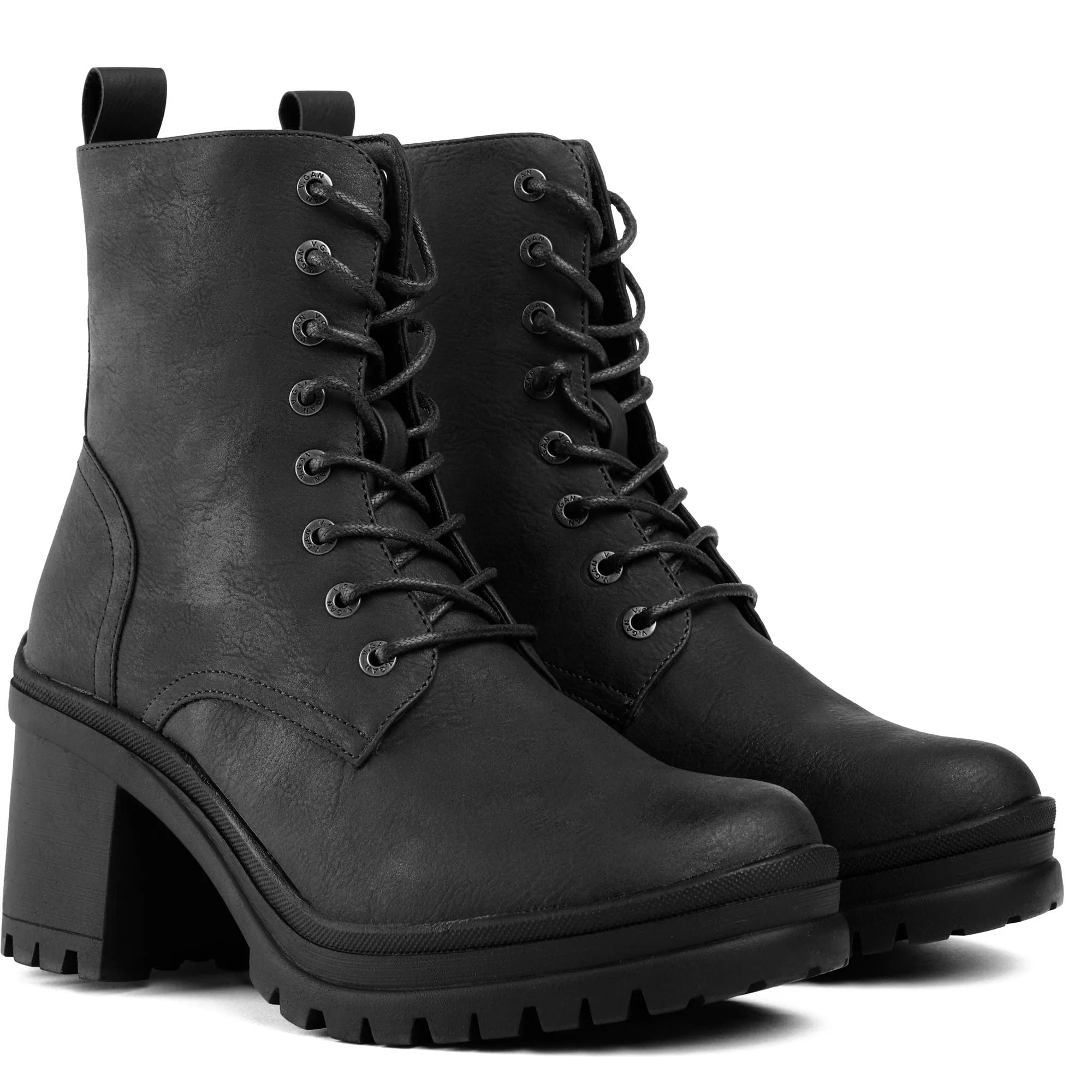 Guava Damen Vegane Leder Schnürstiefel | Schwarz