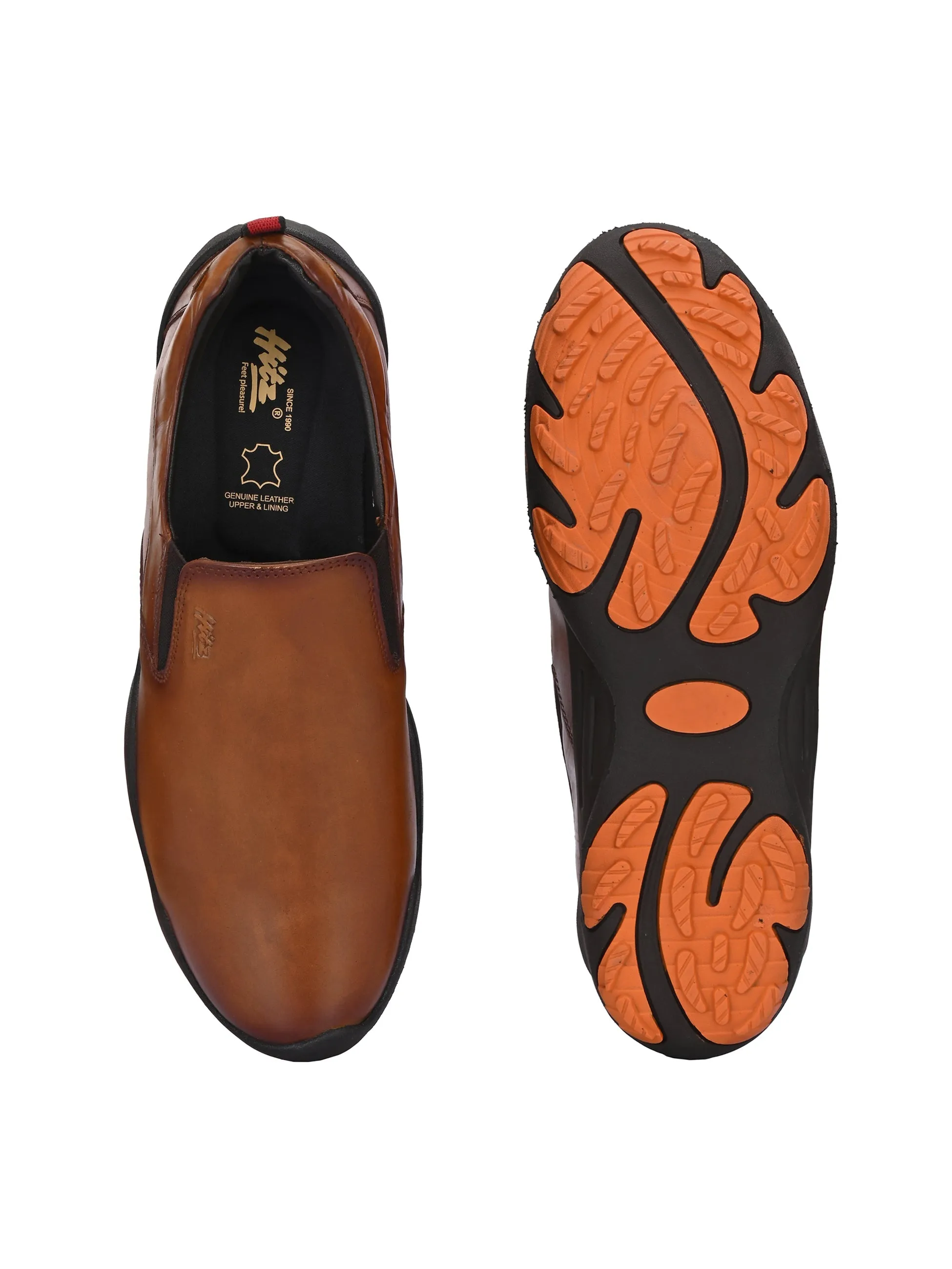 Hitz Herren Casual Schlupfschuhe aus braunem Leder