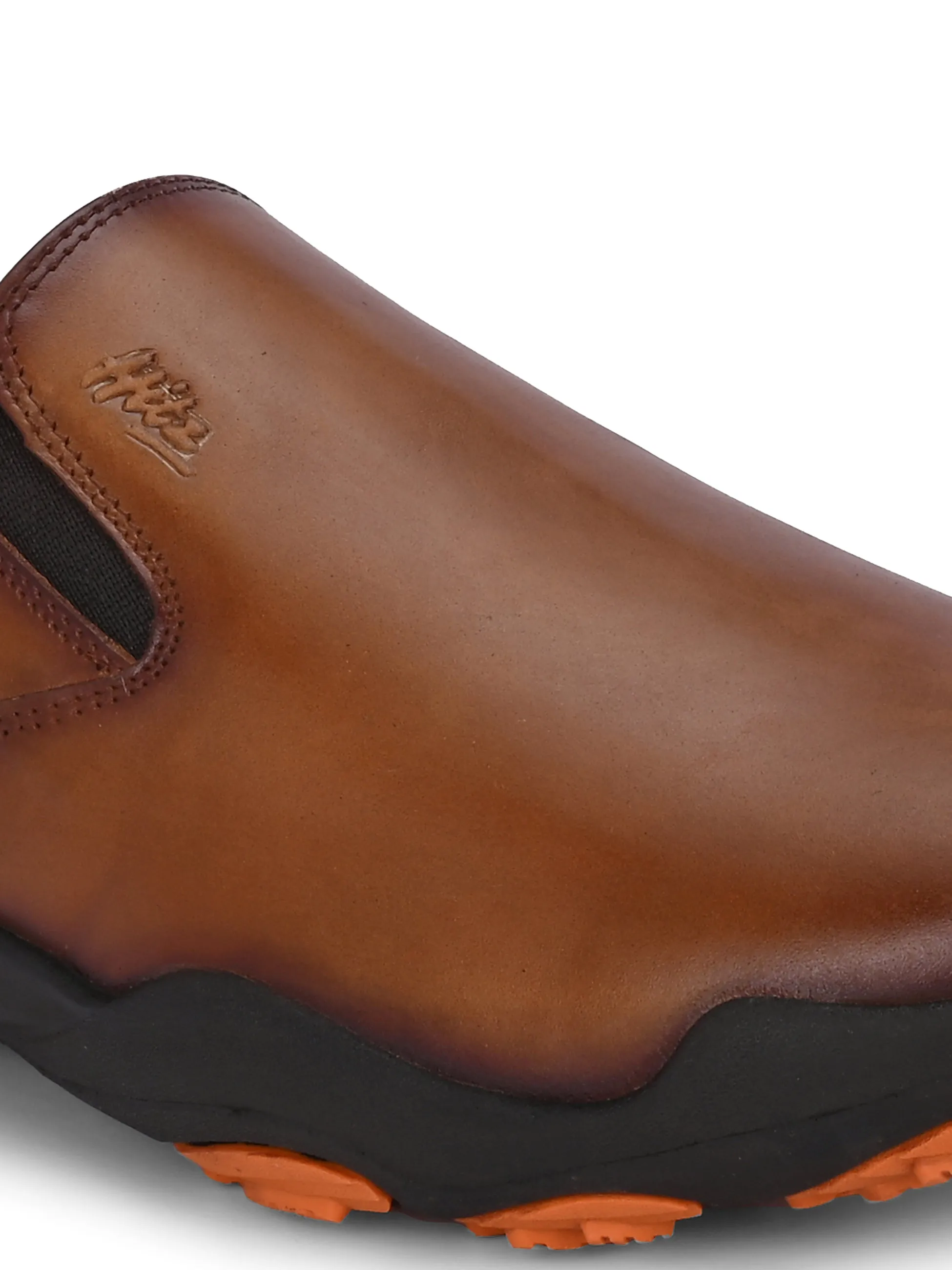 Hitz Herren Casual Schlupfschuhe aus braunem Leder