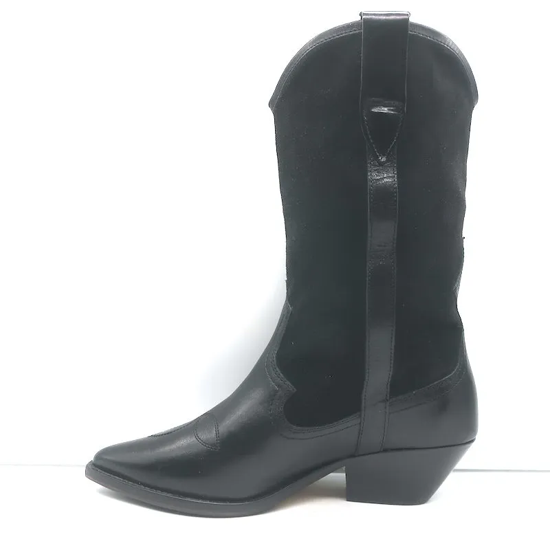 Isabel Marant Dandrea Western-Stiefel Schwarz Leder & Wildleder Größe 39