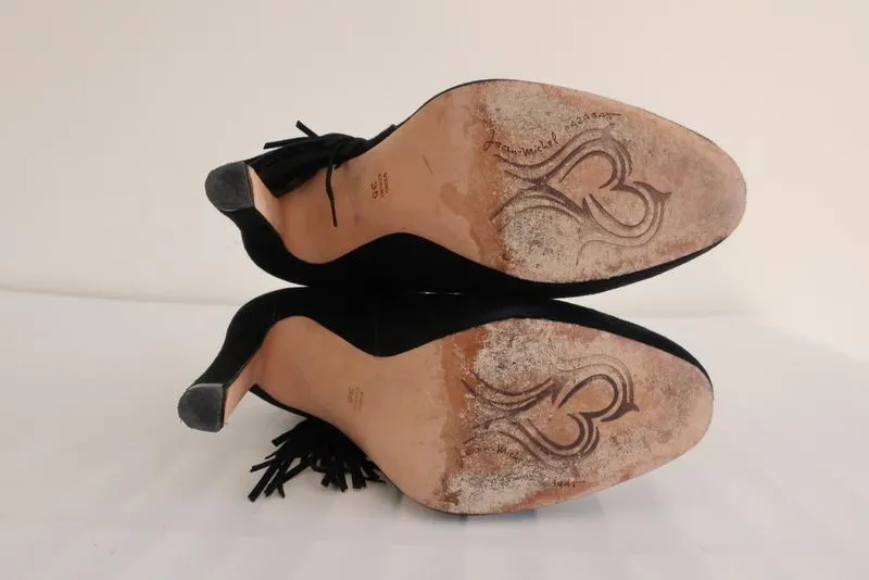 Jean-Michel Cazabat Fransen Stiefeletten Pampa Schwarz Wildleder Größe 35 High Heel