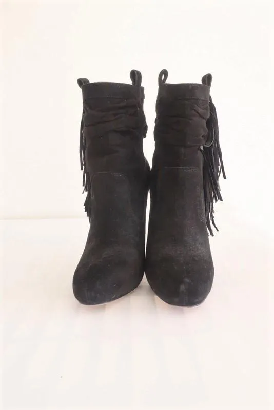 Jean-Michel Cazabat Fransen Stiefeletten Pampa Schwarz Wildleder Größe 35 High Heel