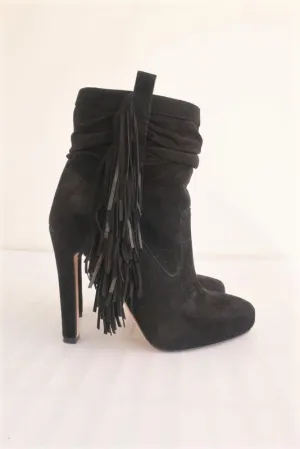 Jean-Michel Cazabat Fransen Stiefeletten Pampa Schwarz Wildleder Größe 35 High Heel