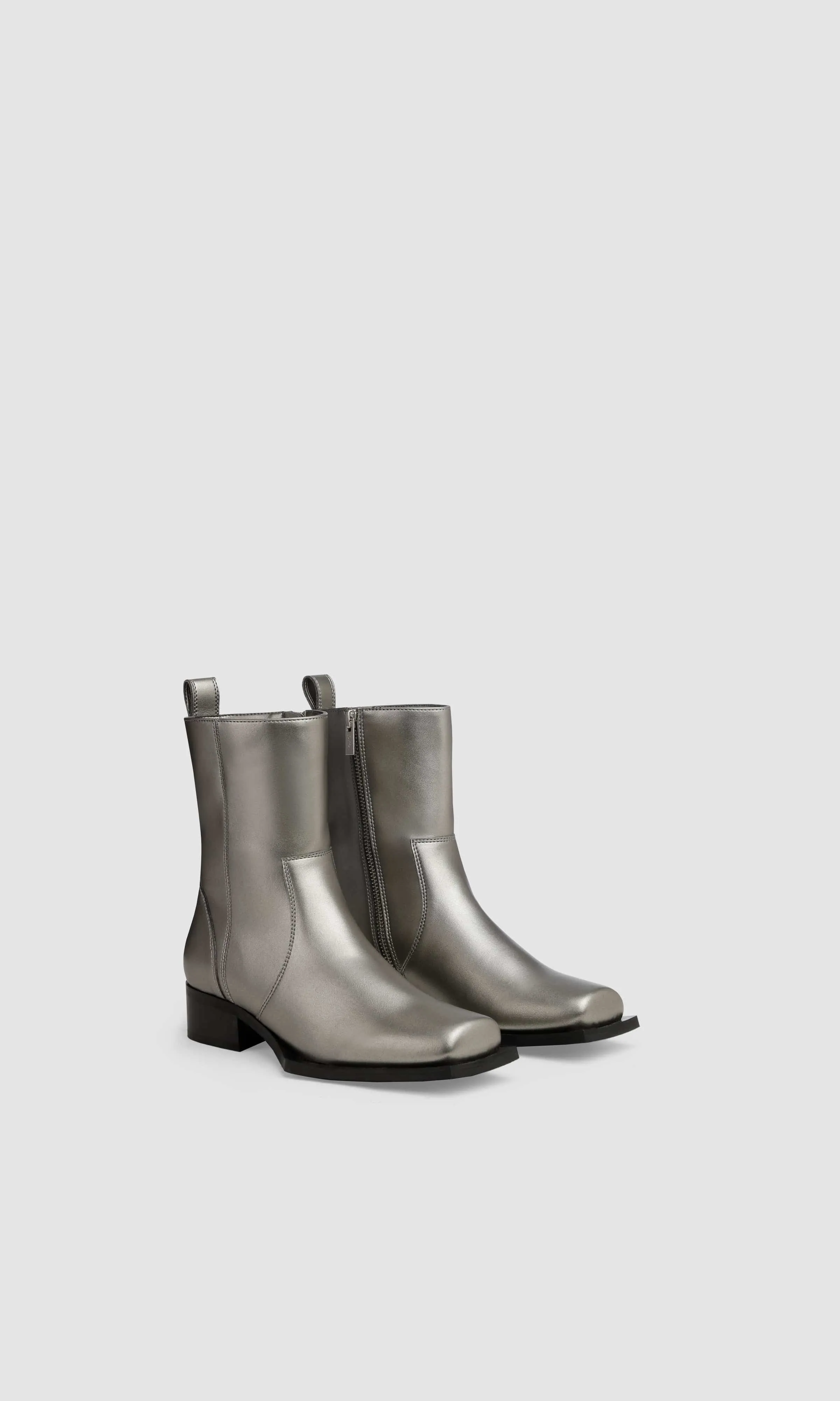 Karel Vegan Apple Leder Knöchelstiefel | Silber