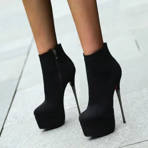 Karinluna Hot-Sale-Plattform Elegante Schuhe Damen Stiefel Sexy Extreme Fetish Dünne High Heels Party Reißverschluss Knöchelstiefel Damenschuhe Fashion Nova Schuhe