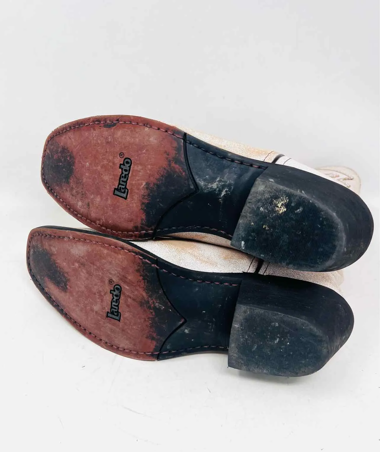 Laredo Größe 9 Weiß/Braun Zickzack Leder Schuhe Stiefel