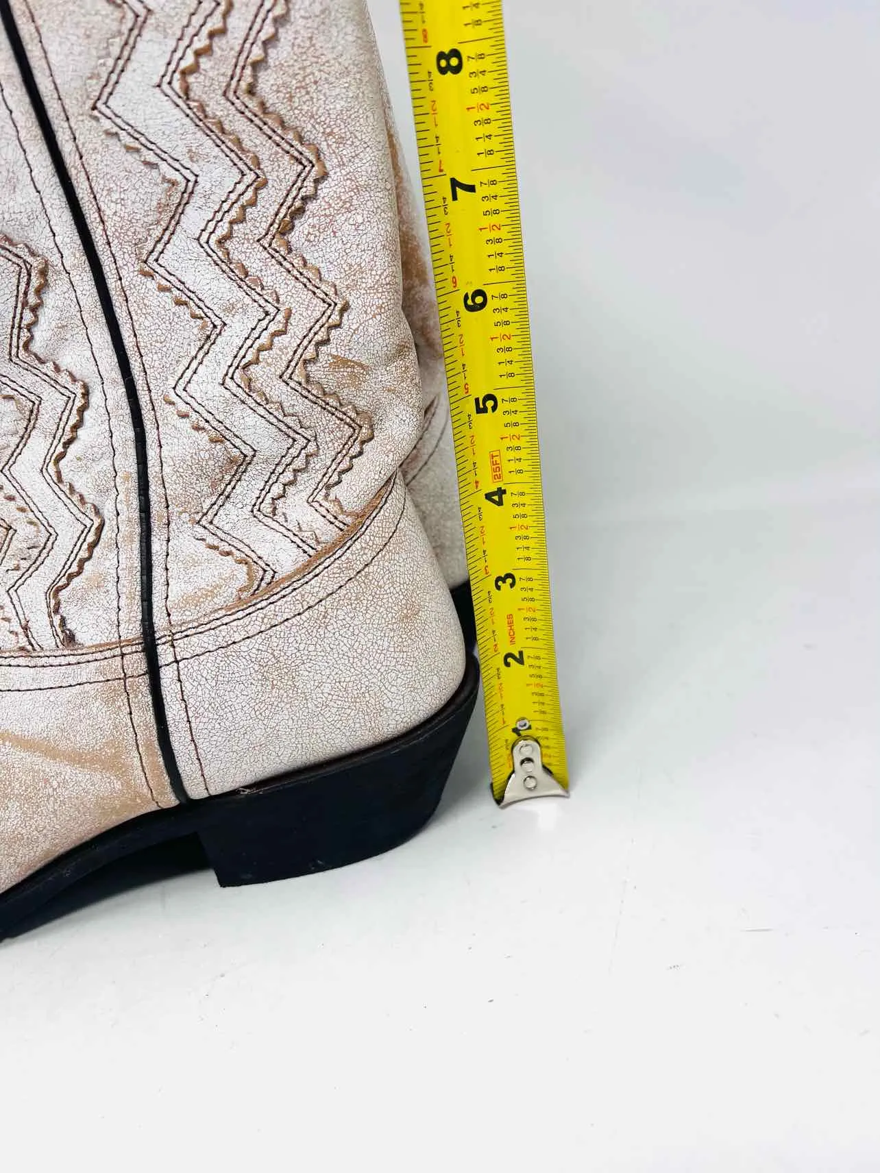 Laredo Größe 9 Weiß/Braun Zickzack Leder Schuhe Stiefel