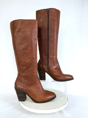 Lucky Brand Größe 10 (40) Braune Geprägte Lederstiefel NWOB