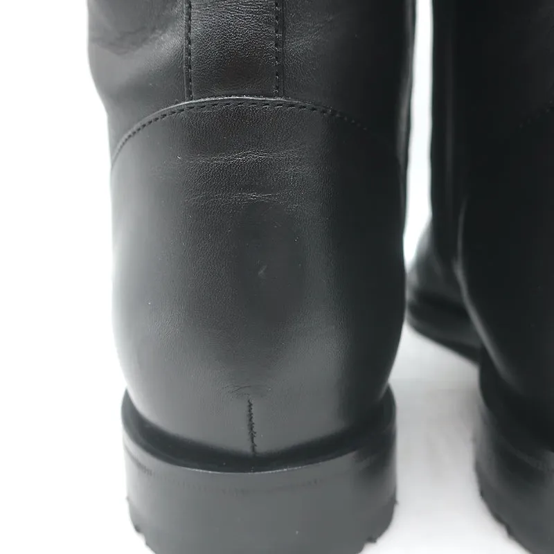 Manolo Blahnik Planigia Combat Stiefel Schwarz Leder Größe 38 Flache Knöchelstiefel
