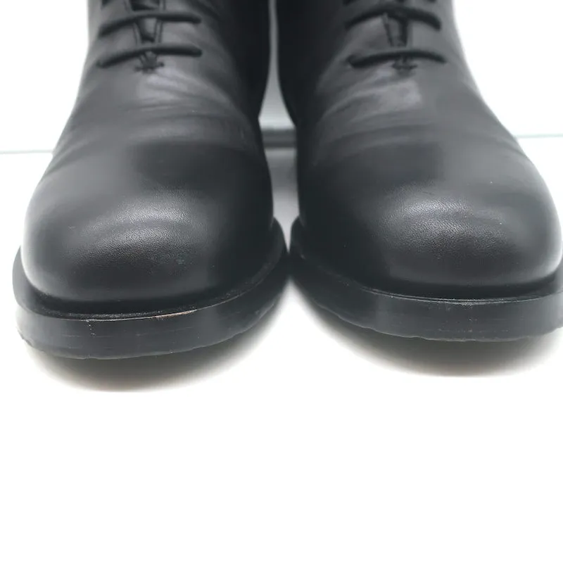 Manolo Blahnik Planigia Combat Stiefel Schwarz Leder Größe 38 Flache Knöchelstiefel