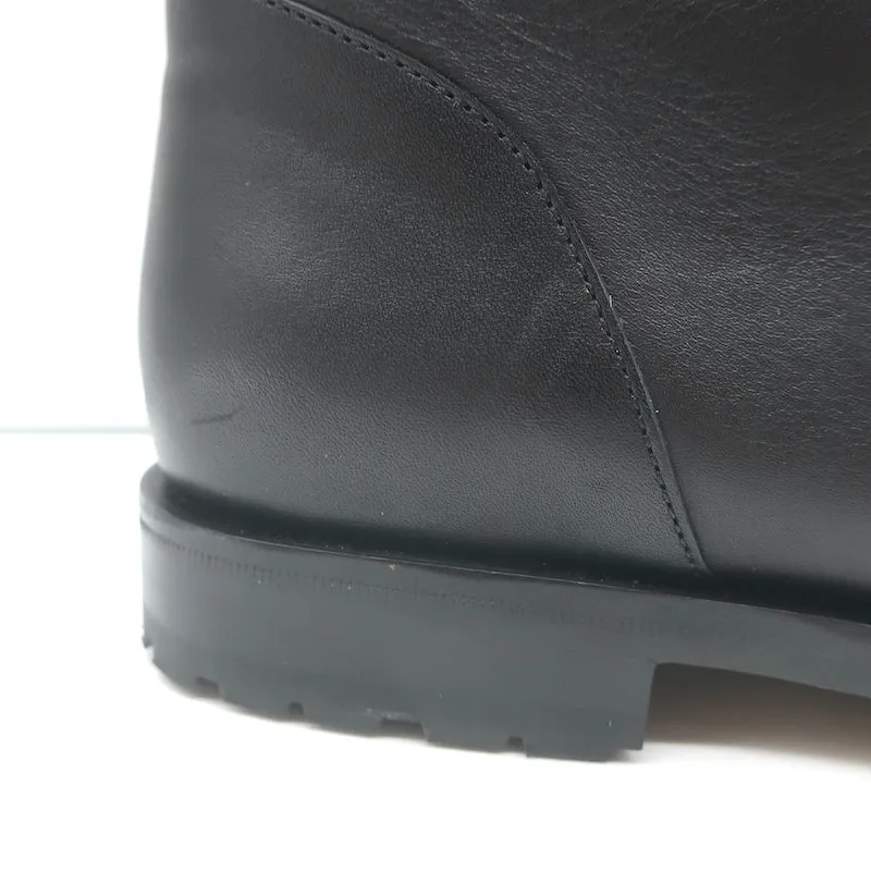 Manolo Blahnik Planigia Combat Stiefel Schwarz Leder Größe 38 Flache Knöchelstiefel