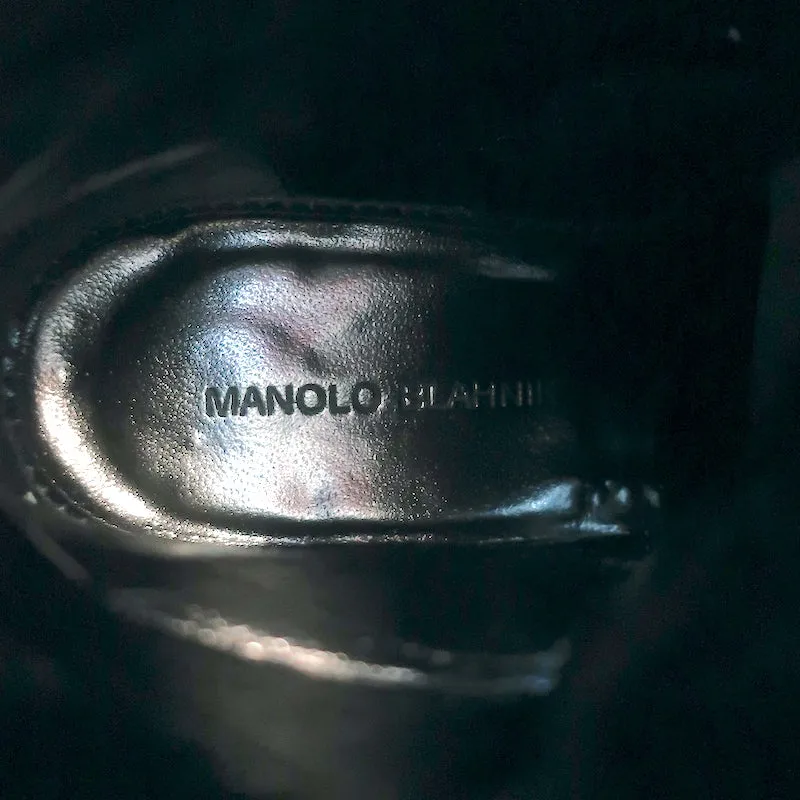 Manolo Blahnik Planigia Combat Stiefel Schwarz Leder Größe 38 Flache Knöchelstiefel