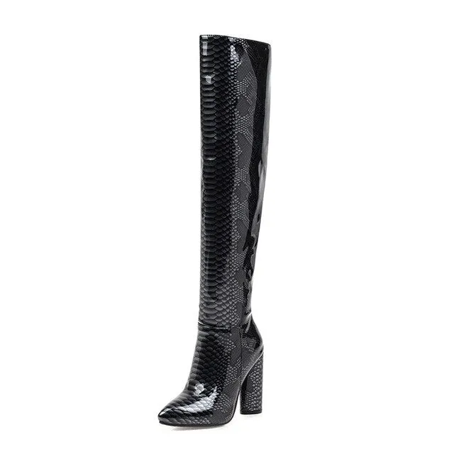 MEMUNIA 2020 Bestseller Over-the-Knee-Stiefel für Damen mit spitzer Schuhspitze, High Heels, Party- und Abendschuhe, Herbst-Winter-Oberschenkelstiefel, Damenmode von Fashion Nova