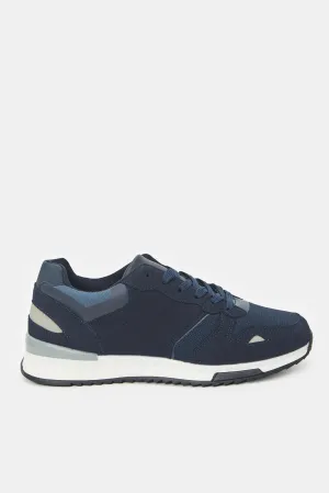 Herren Sneaker mit Farbblockierung und Schnürung in Marineblau