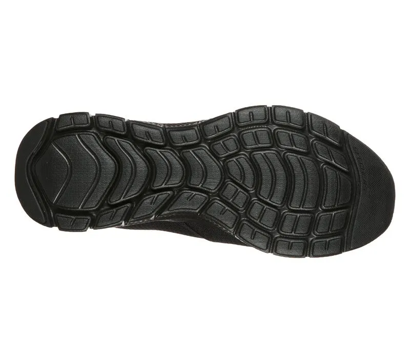 Herren Skechers Flex Advantage 4.0 Tuscan 232230W Schwarze Slip-On Turnschuhe in weiter Passform