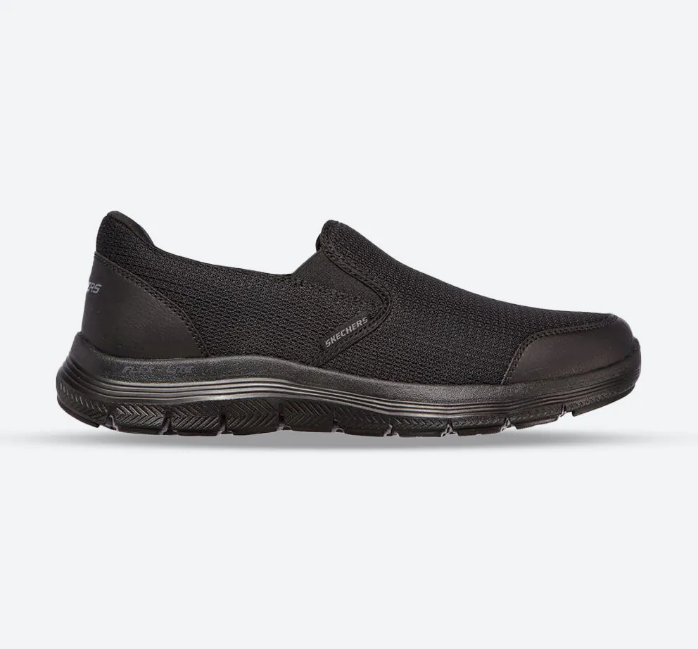 Herren Skechers Flex Advantage 4.0 Tuscan 232230W Schwarze Slip-On Turnschuhe in weiter Passform