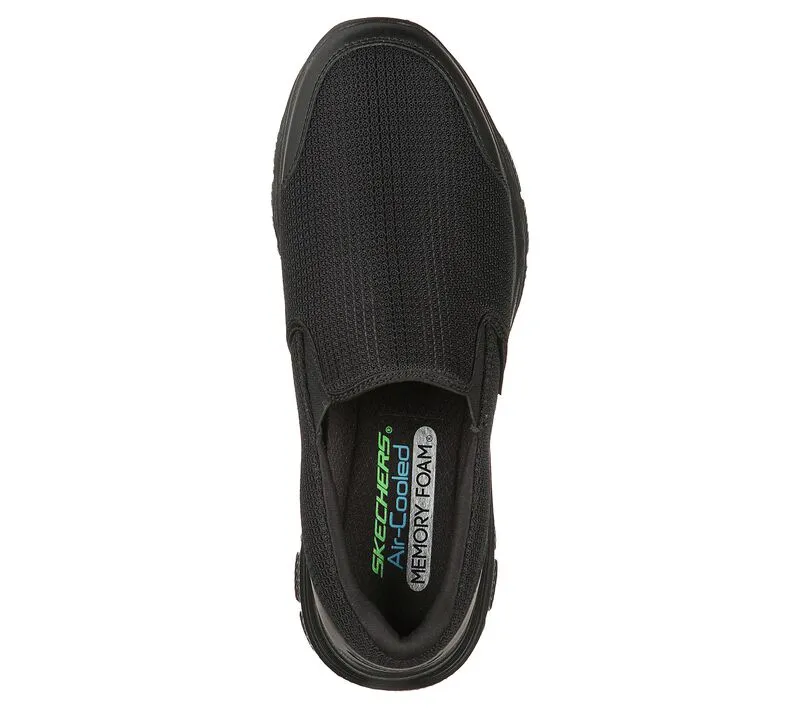 Herren Skechers Flex Advantage 4.0 Tuscan 232230W Schwarze Slip-On Turnschuhe in weiter Passform