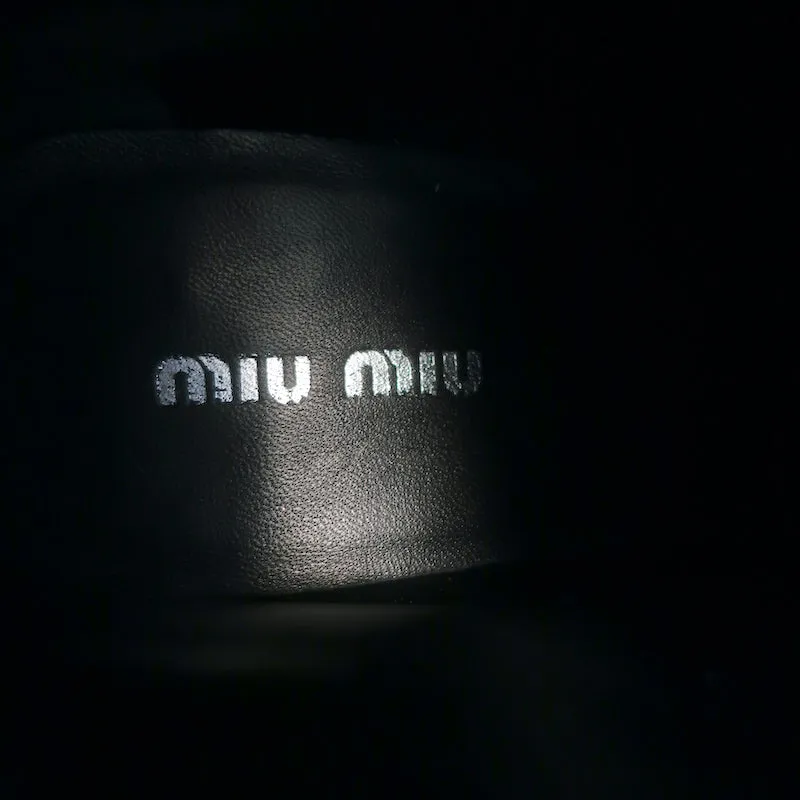 Miu Miu Nevermind Kristallbesetzte Kampfstiefel Schwarzes Leder Größe 35.5