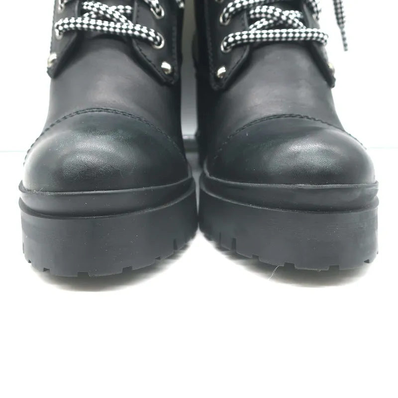 Miu Miu Nevermind Kristallbesetzte Kampfstiefel Schwarzes Leder Größe 35.5