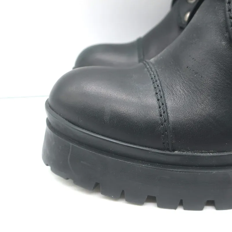Miu Miu Nevermind Kristallbesetzte Kampfstiefel Schwarzes Leder Größe 35.5