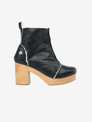 Meine Clog Vegan Leder Stiefel mit Absatz | Schwarz