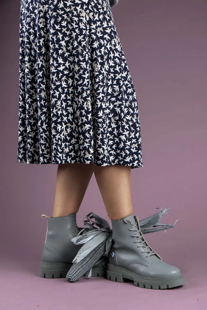 Meine Combat Corn Leder Vegane Stiefel | Grau