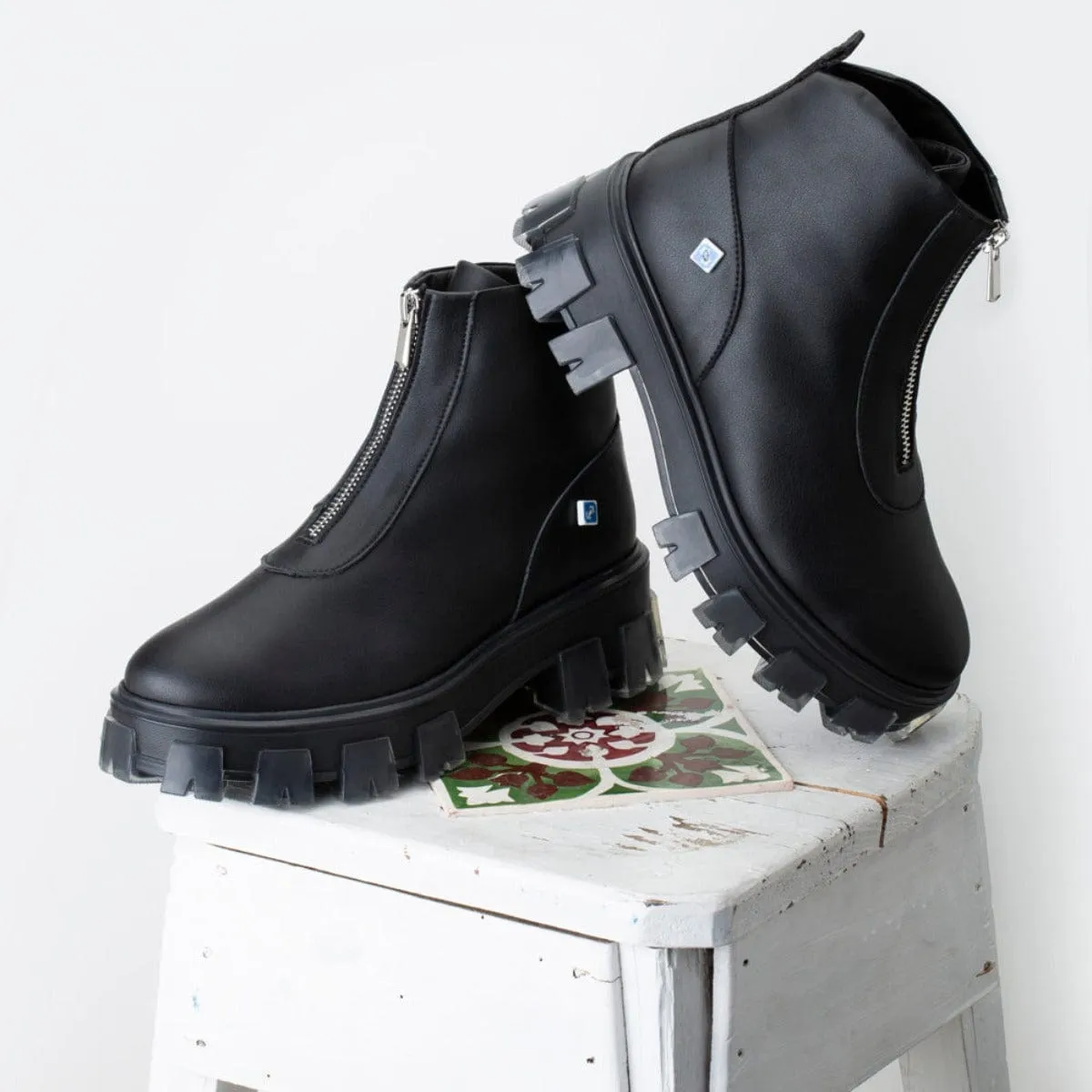 Meine Tanker Zip Vegan Leder Chelsea Stiefel | Schwarz