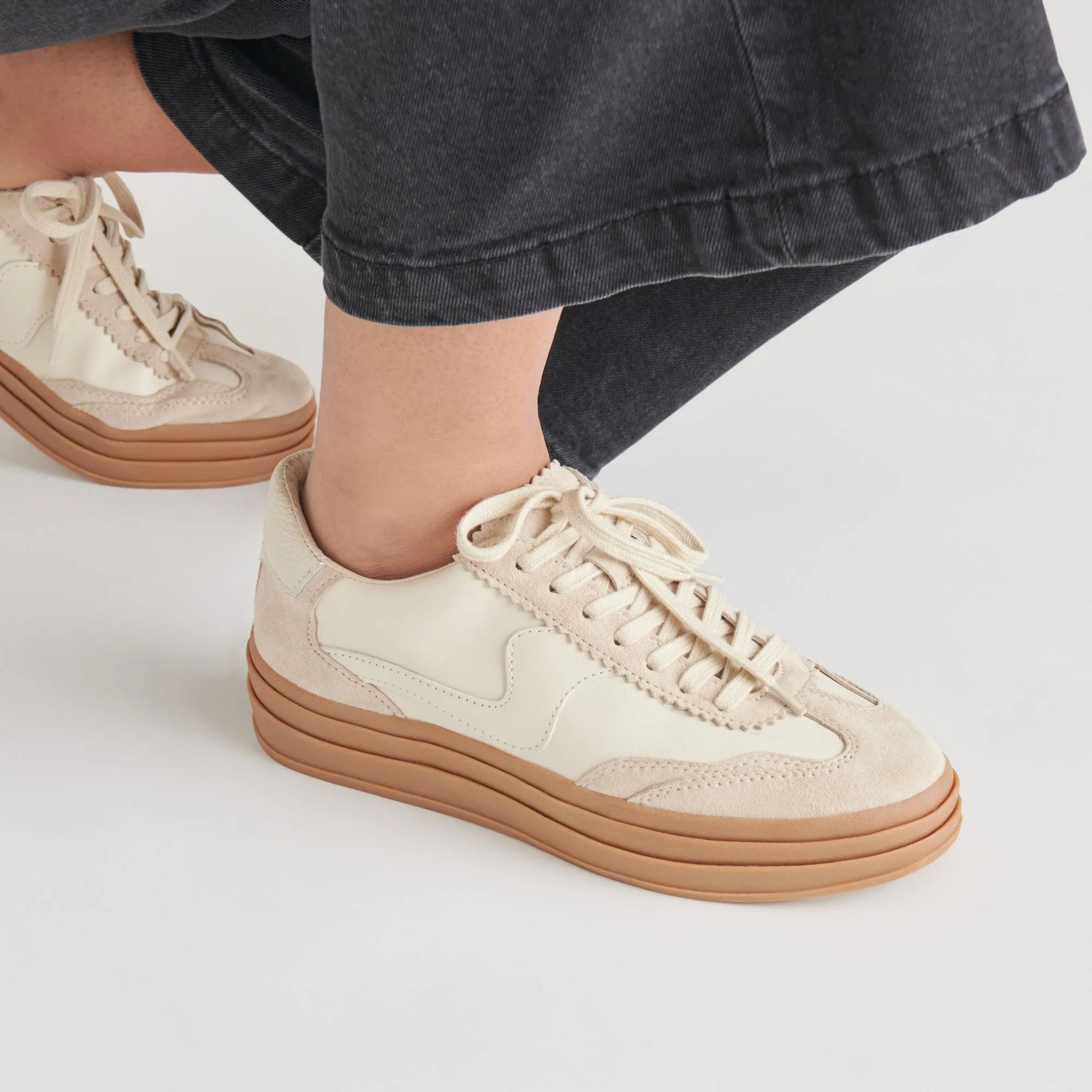 HINWEIS X SNEAKERS ELFENBEIN MULTI LEDER