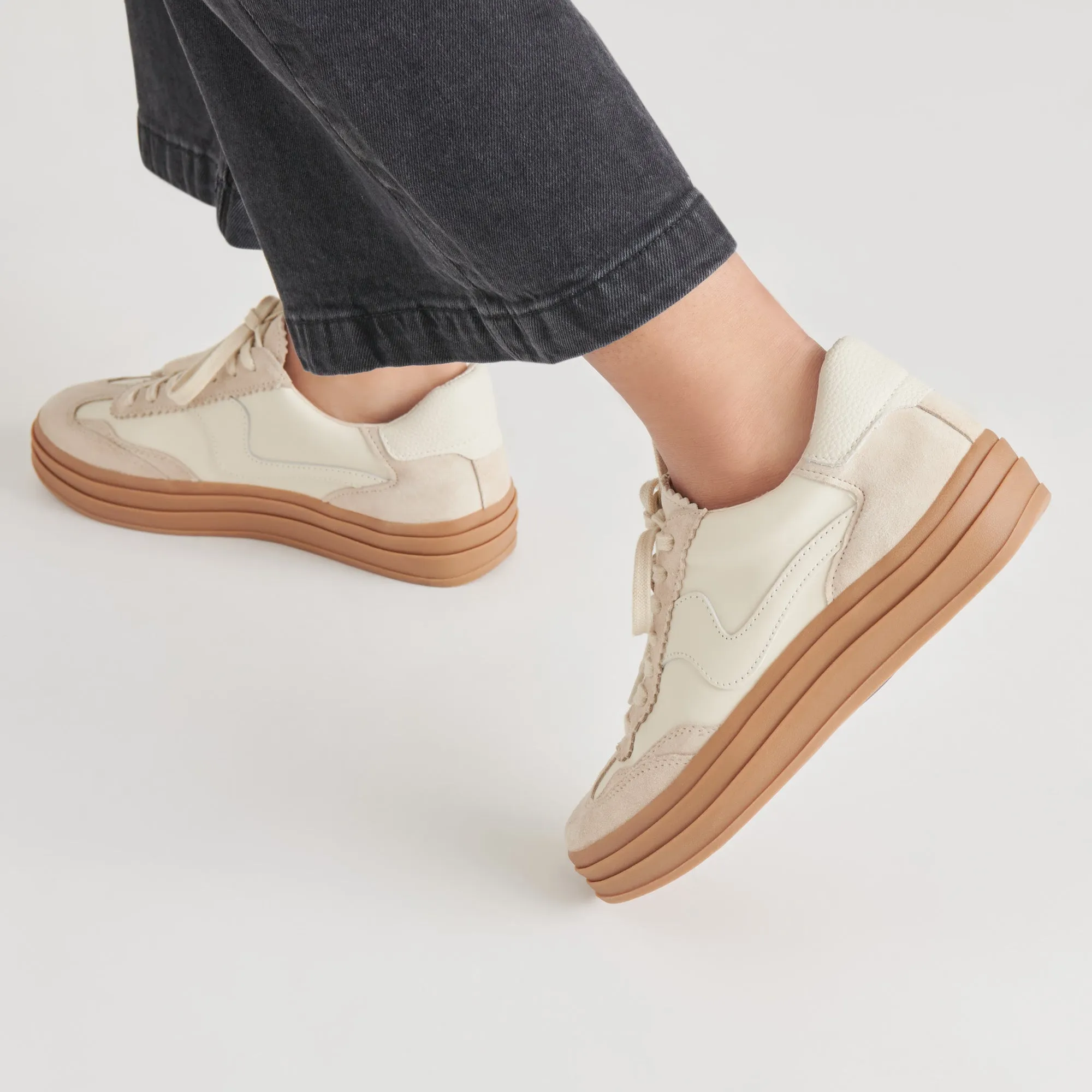 HINWEIS X SNEAKERS ELFENBEIN MULTI LEDER