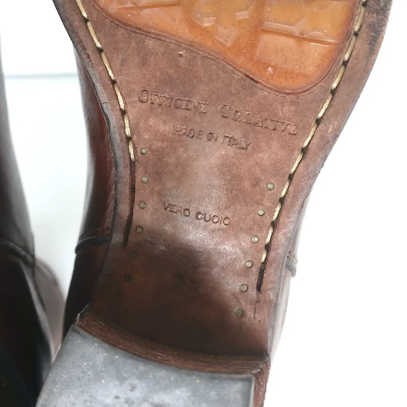 Officine Creative Chelsea Stiefel Braun Leder Größe 38 Mittlere Absatz Knöchelstiefel