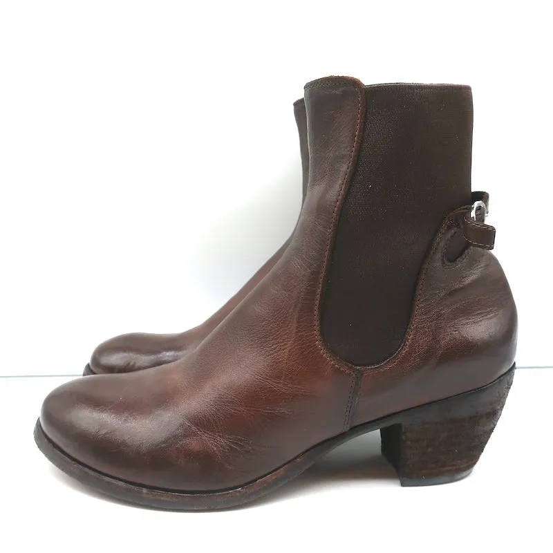 Officine Creative Chelsea Stiefel Braun Leder Größe 38 Mittlere Absatz Knöchelstiefel