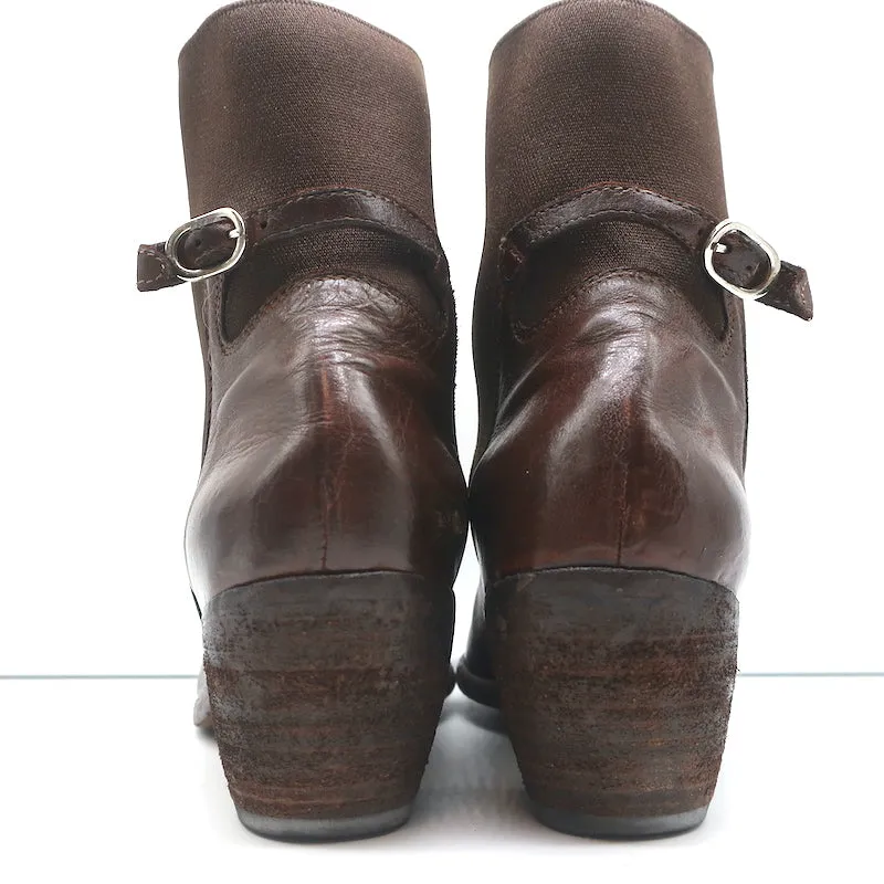 Officine Creative Chelsea Stiefel Braun Leder Größe 38 Mittlere Absatz Knöchelstiefel