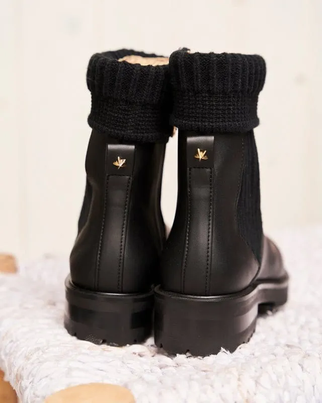 Oracle Veganes Leder Flache Chelsea-Stiefel | Schwarz