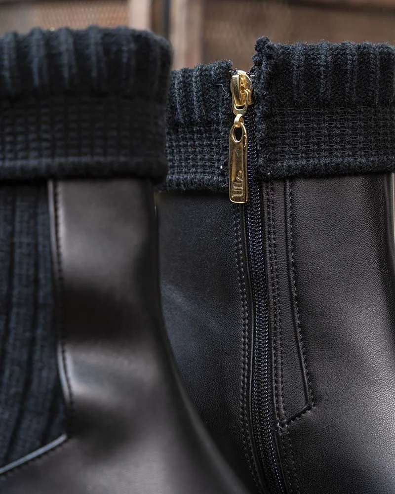 Oracle Veganes Leder Flache Chelsea-Stiefel | Schwarz