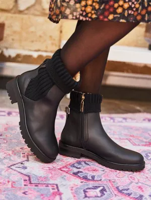 Oracle Veganes Leder Flache Chelsea-Stiefel | Schwarz
