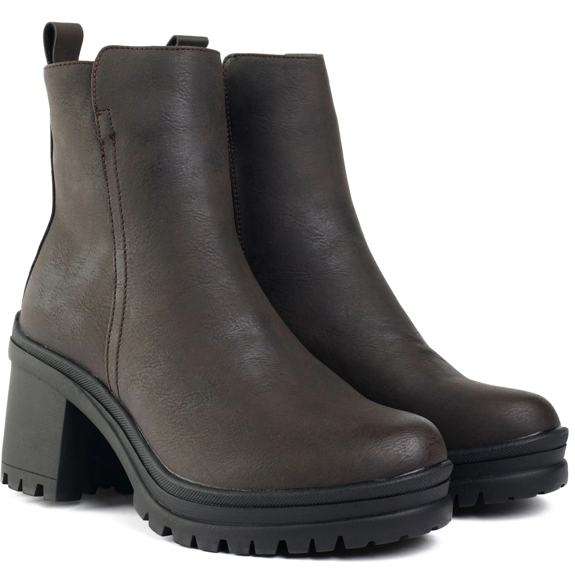 Orange Damen Vegane Leder Stiefel mit Innenseitigem Reißverschluss | Braun