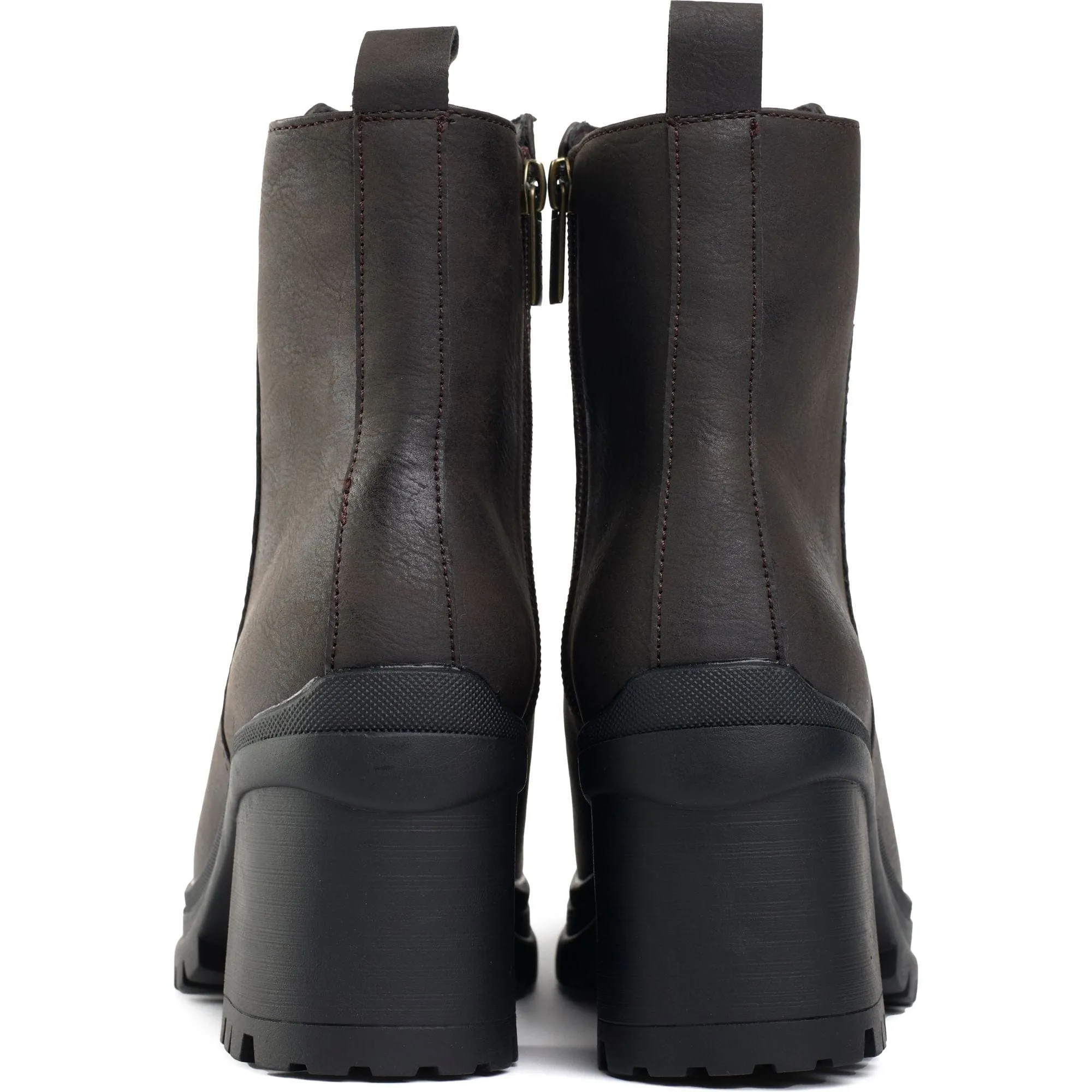 Orange Damen Vegane Leder Stiefel mit Innenseitigem Reißverschluss | Braun