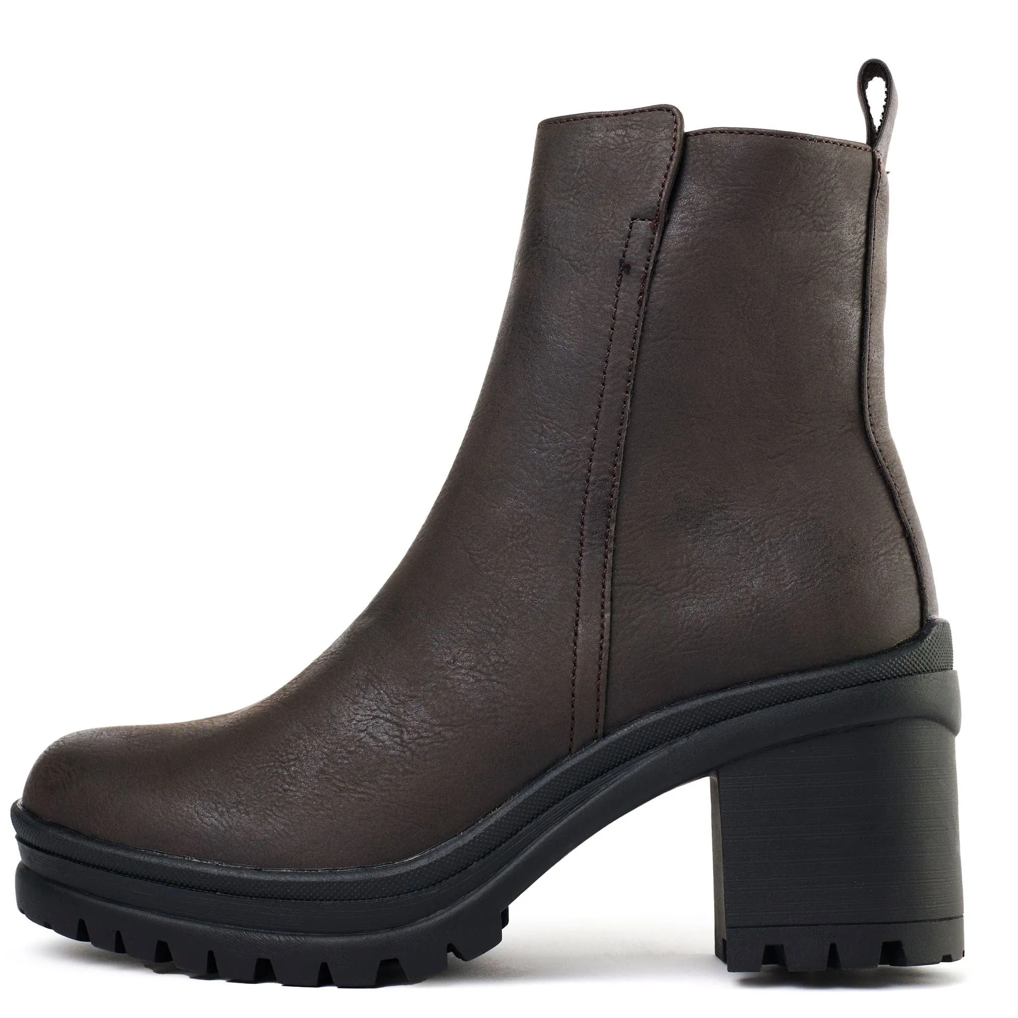 Orange Damen Vegane Leder Stiefel mit Innenseitigem Reißverschluss | Braun